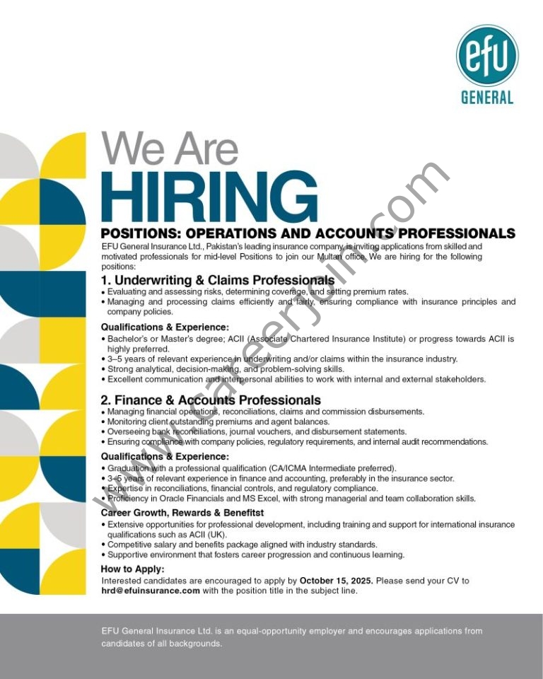 EFU General Insurance Ltd Jobs Operations & Accounts Professionals 4 EFU General 768x960 1