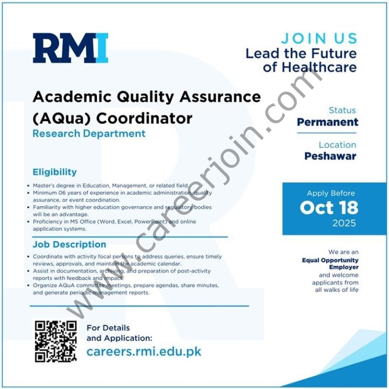 Rehman Medical Institute RMI Jobs Academic Quality Assurance Coordinator 4 RMI 2 768x768 1