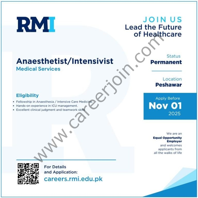 Rehman Medical Institute RMI Jobs Anaesthestist / Intensivist 4 RMI 768x768 1