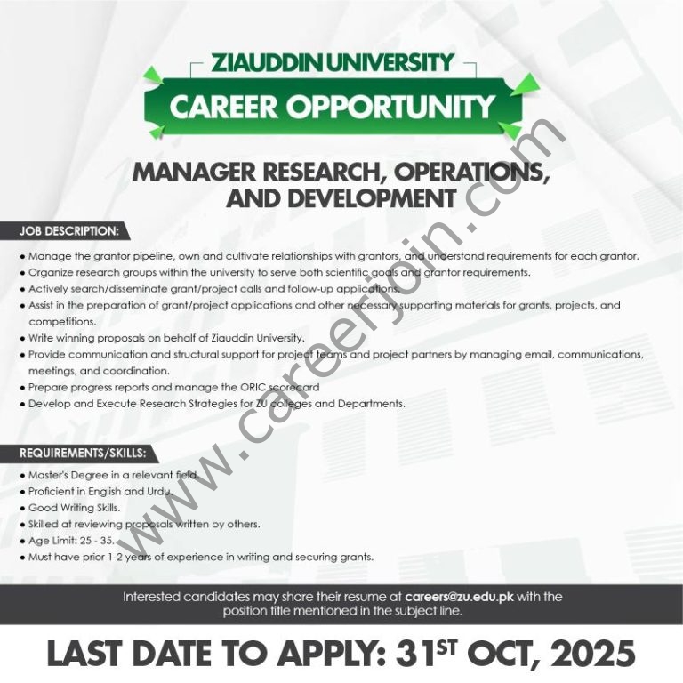 Ziauddin University Jobs October 2025 4 Ziauddin University 1 768x768 1
