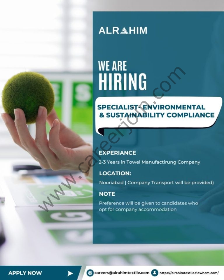 Al Rahim Textile Industries Jobs Specialist Environmental & Sustainability Compliance 4 A rahim 768x960 1