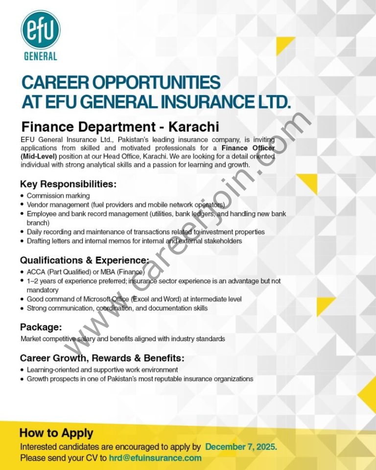 EFU General Insurance Ltd Jobs Finance Officer 4 EFU General 1 768x960 1