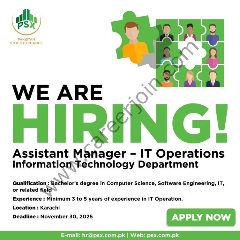 Pakistan Stock Exchange (PSX) Jobs Assistant Manager IT Operations 4 PSX 2 768x768 1