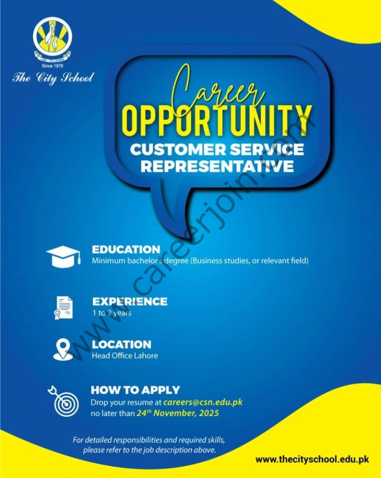 The City School Jobs Customer Service Representative 4 The City School 2 768x962 1