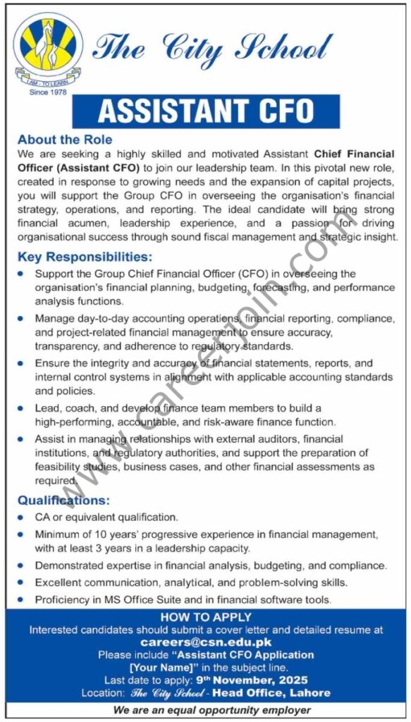 The City School Jobs Assistant CFO 4 The City School Jobs 02 November 2025 Dawn 683x1200 1