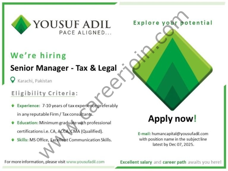 Yousuf Adil Chartered Accountants Jobs Senior Manager Tax 4 Yousuf Adil 1 768x576 1
