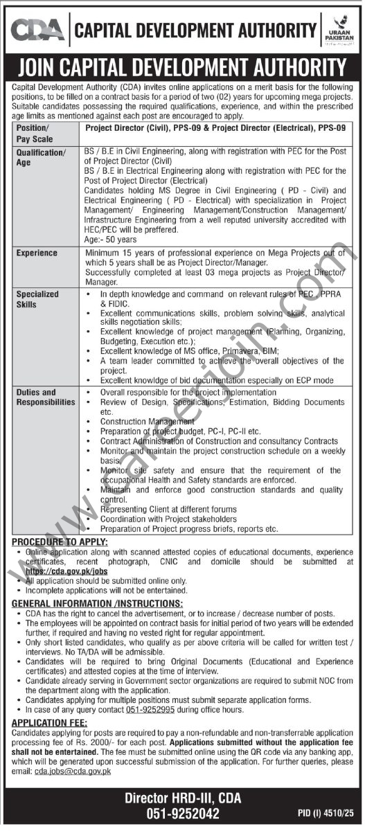 Capital Development Authority CDA Jobs December 2025 4 Capital Development Authority CDA Jobs 30 November 2025 Express Tribune 527x1200 1