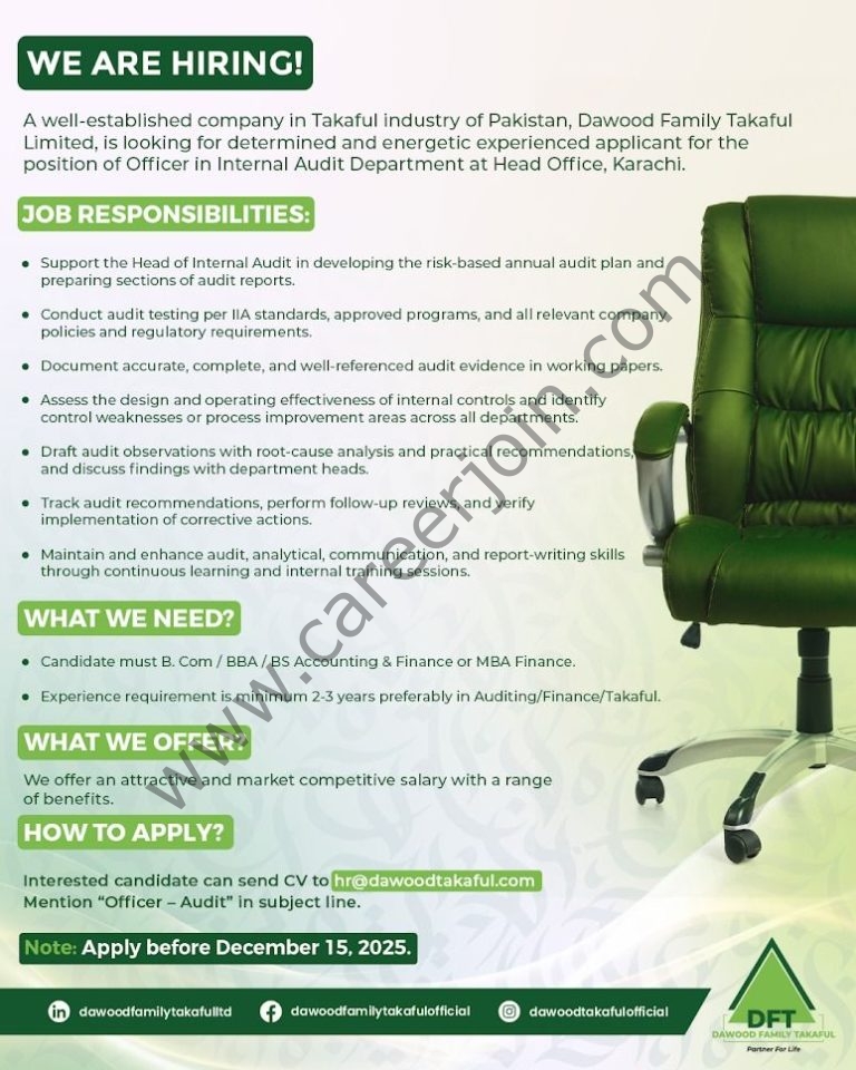 Dawood Family Takaful Limited Jobs Officer Internal Audit 4 DAwood 768x960 1