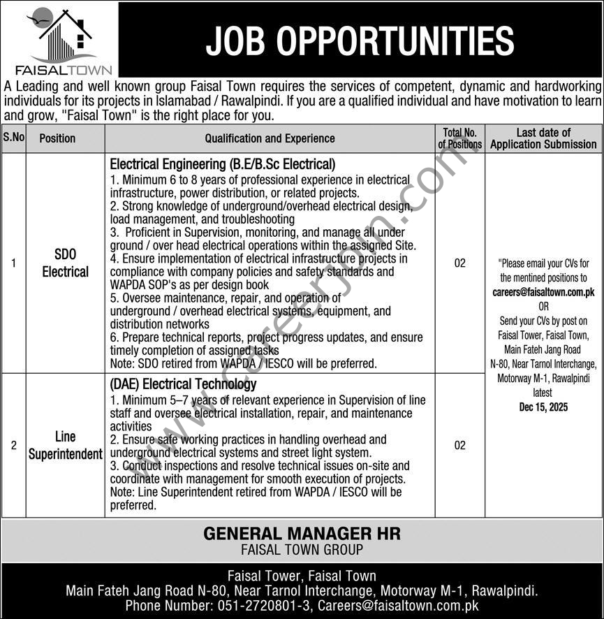 Faisal Town Jobs 09 December 2025
