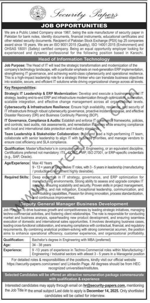 Security Papers Ltd Jobs 07 December 2025 Dawn 594x1200 1
