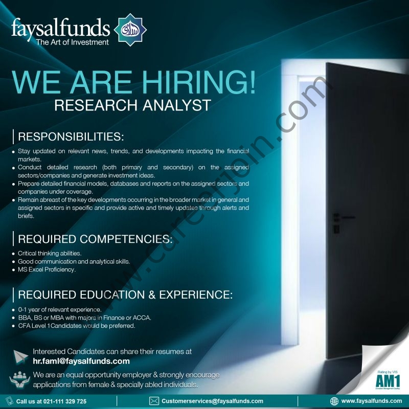 Faysal Funds Jobs Research Analysts 4 FAysal Funds