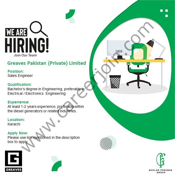 Greaves Pakistan Sales Engineer Jobs January 2026 Karachi