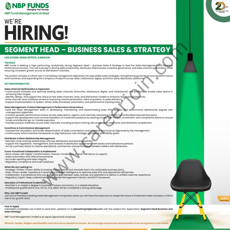 Latest NBP Funds Jobs Opportunity Segment Head Business Sales & Strategy 4 NBP FUnds