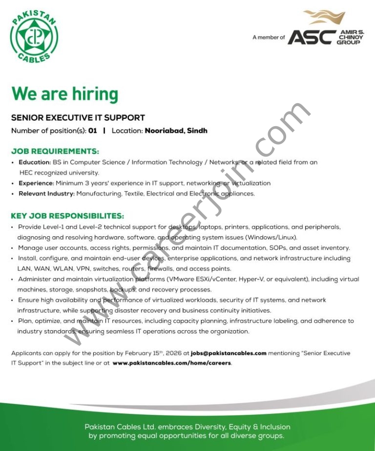 Pakistan Cables Limited Jobs Senior Executive IT Support 4 Pakistan Cables Limited 768x922 1