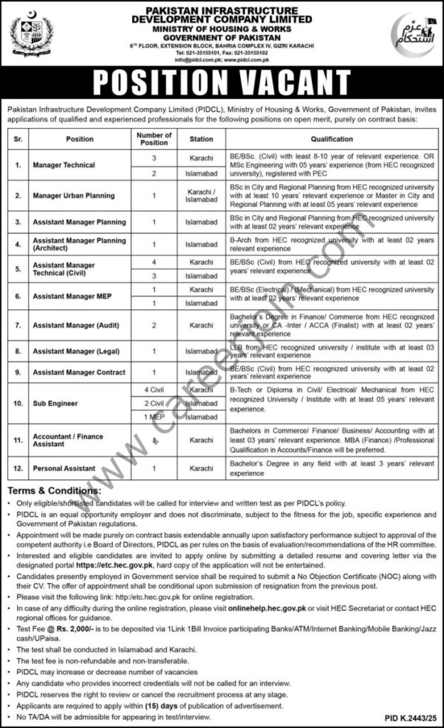 Pakistan Infrastructure Development Co Ltd PIDCL Jobs 18 January 2026 Express 732x1200 1