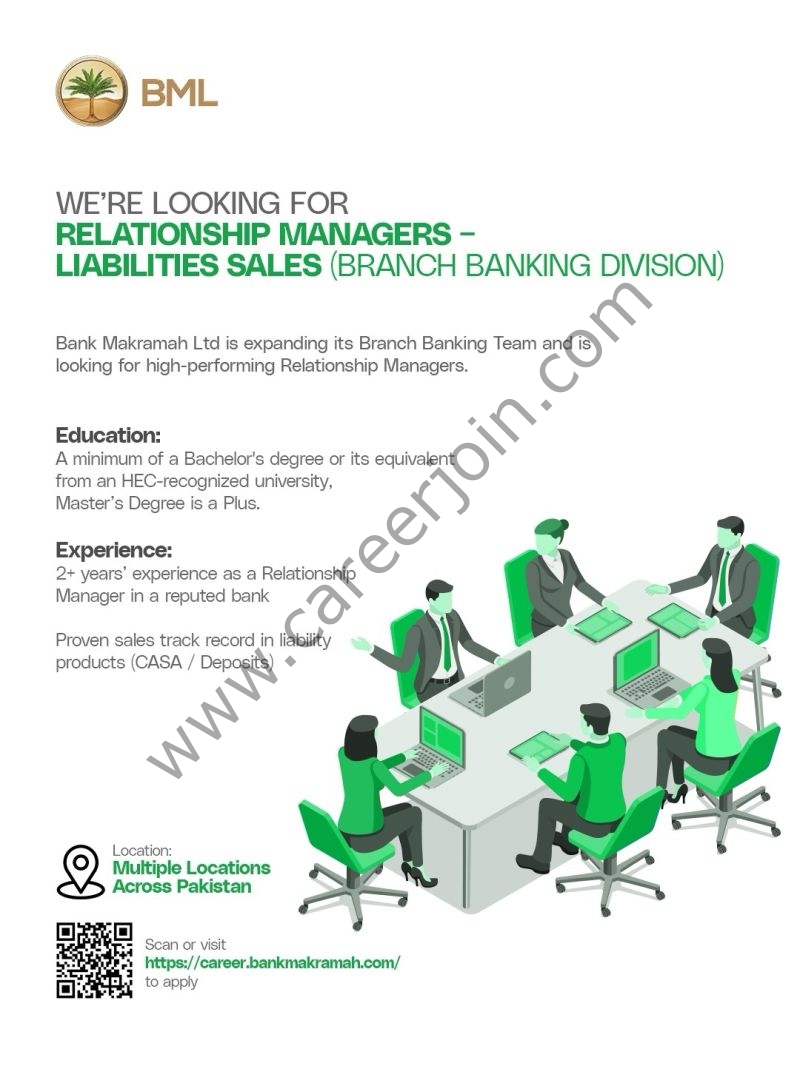 Bank Makramah Ltd Jobs Relationship Managers Liabilities Sales 4 Bank MAkramah Limited