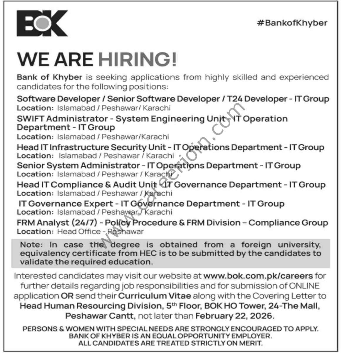Bank of Khyber BOK Jobs 08 February 2026 Dawn 1164x1200 1