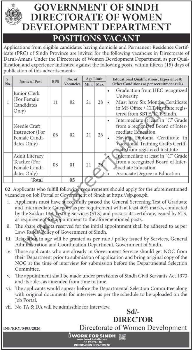 Directorate of Women Development Sindh Jobs 12 February 2026 Express 662x1200 1