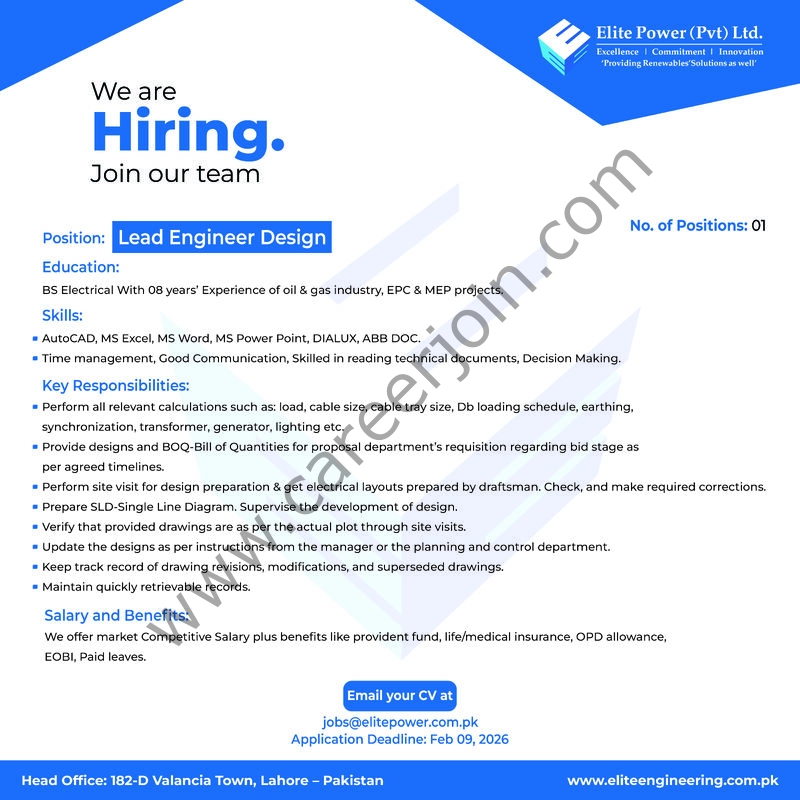Elite Power Pvt Ltd Jobs Lead Engineer Design 4 Elite Power Pvt Ltd