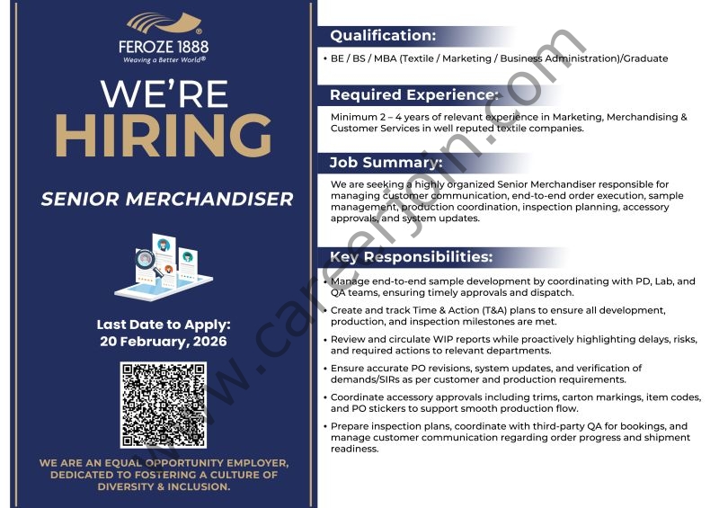 Feroze1888 Mills Ltd Jobs Senior Merchandiser 4 Feroze1888 Mills