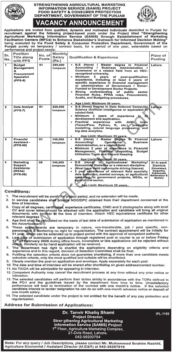 Food Saftey Consumer Protection Department Punjab Jobs 01 February 2026 Express Tribune 592x1200 1