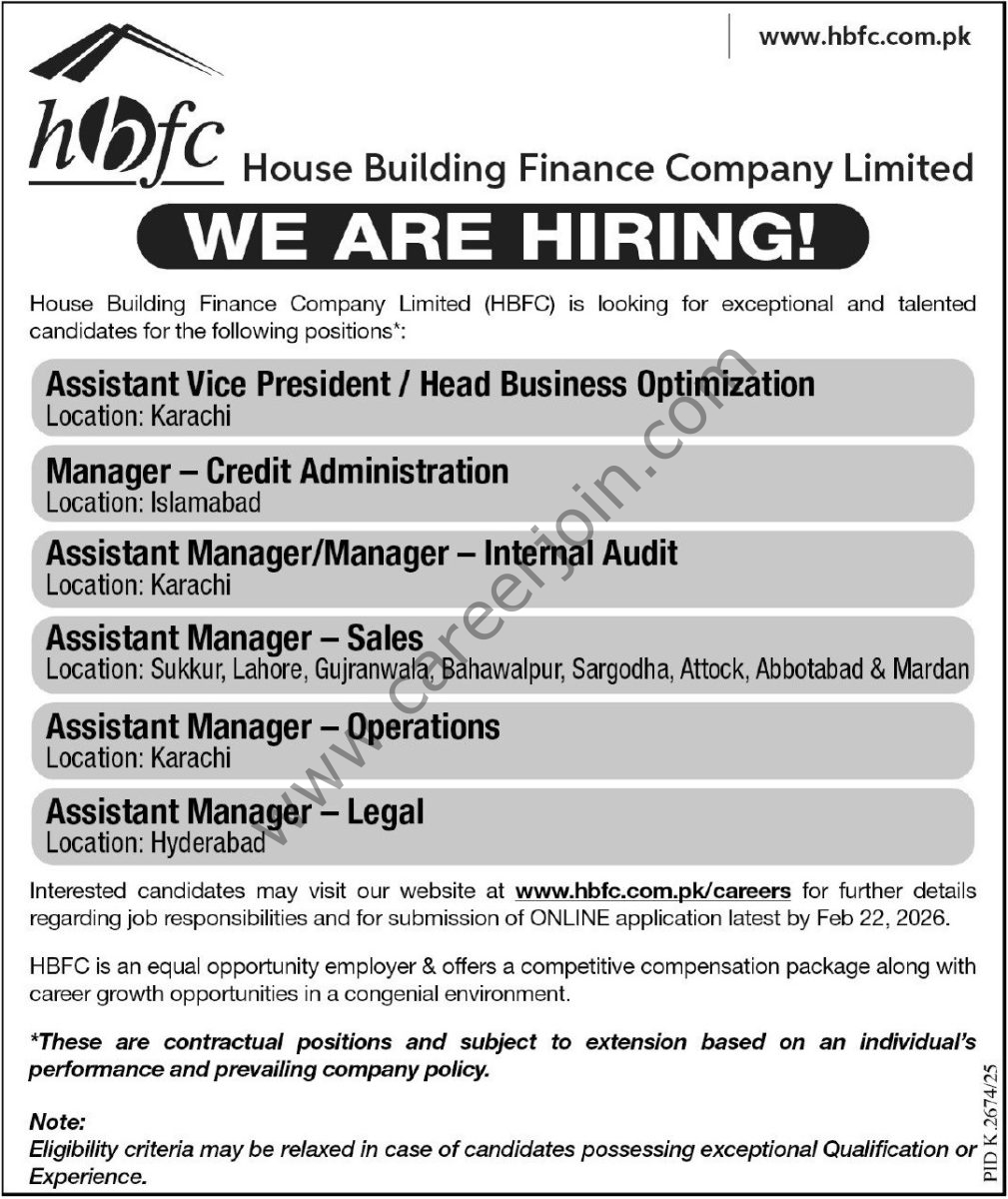 House Building Finance Co Ltd HBFC Jobs 08 February 2026 Express Tribune 1009x1200 1