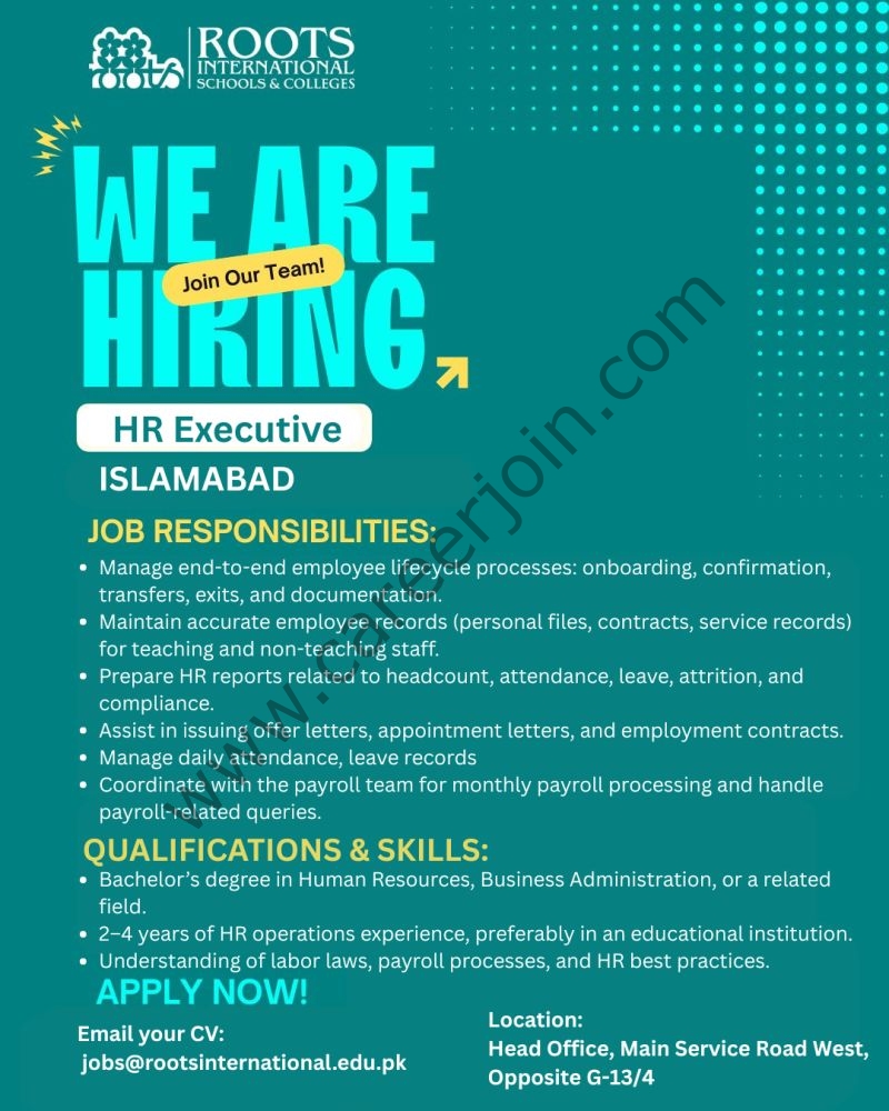 ROOTS International Schools & Colleges Jobs HR Executive Operations 4 ROOTS International