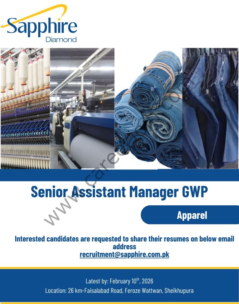 Sapphire Diamond Jobs Senior Assistant Manager GWP 4 Sapphire Diamond