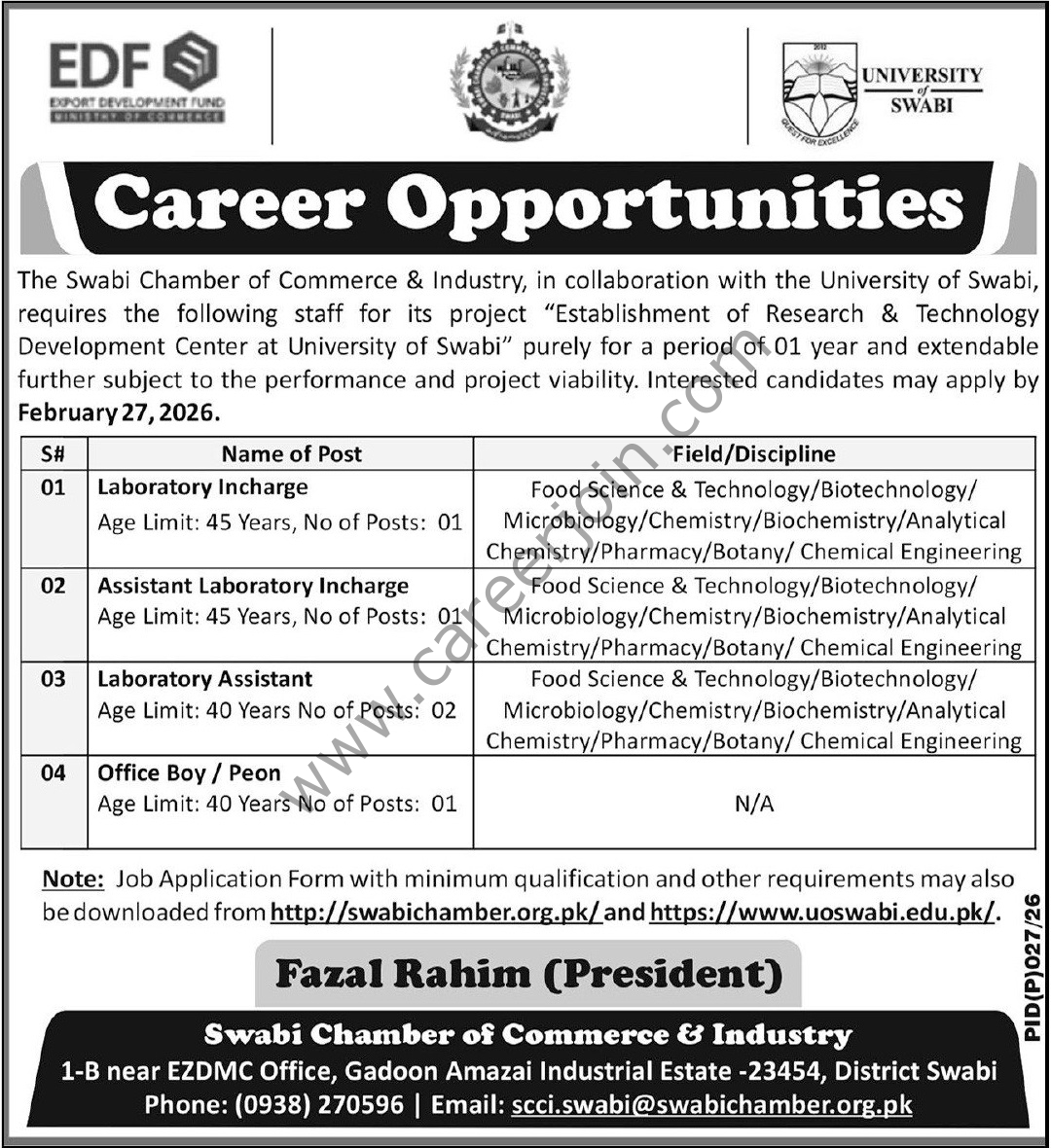 Swabi Chamber Of Commerce Industry Jobs 12 February 2026 Express Tribune