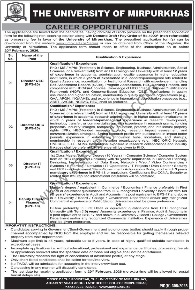 The University of Mipurkhas Jobs February 2026 4 The University of Mipurkhas Jobs 05 Februray 2026 Express Tribune 806x1200 1